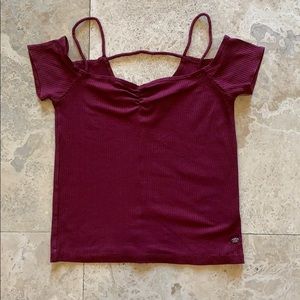 American Eagle Small Ribbed Red Crop Top